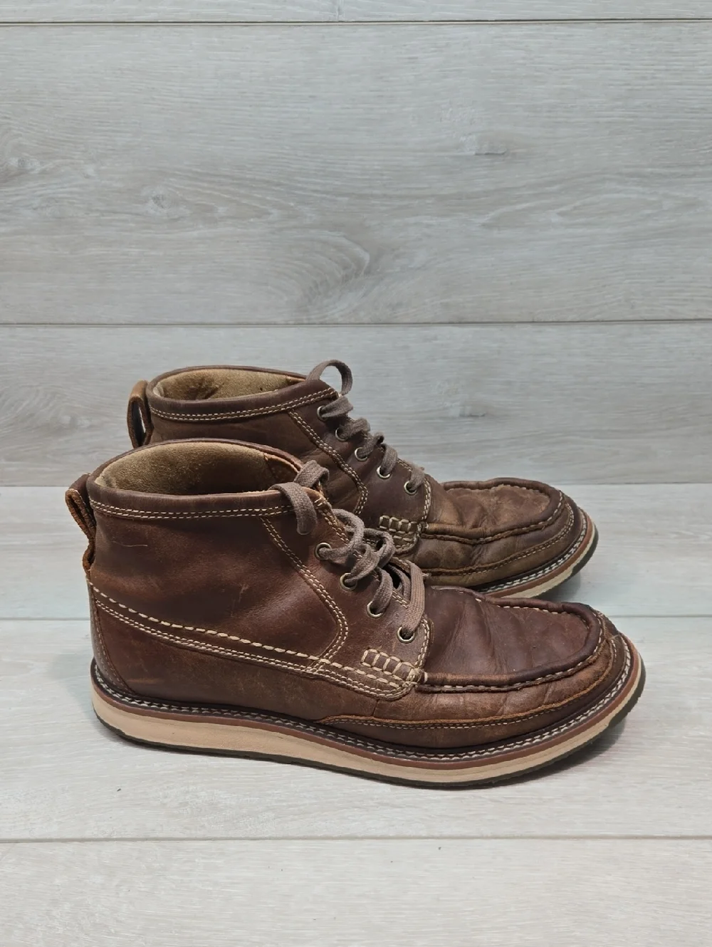 Ariat Men's 10025144 Brown Leather Moc Soft Toe Work Boots Classic Lace-Up Sz 9D